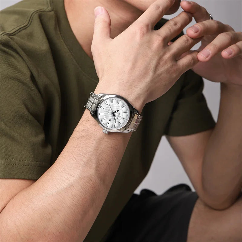 Simple Casual Men's Watch Waterproof High Quality Male Stainless Steel Band Quartz Wristwatch