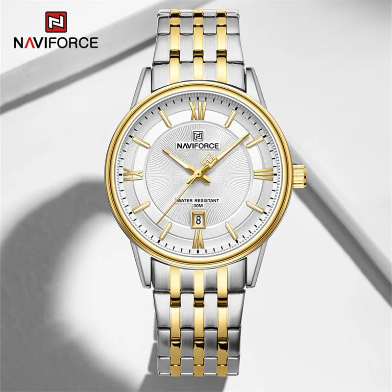 Watch For Couple Simple Waterproof Stainless Steel Strap Men Women Quartz Wristwatches Luminous Calendar Watch