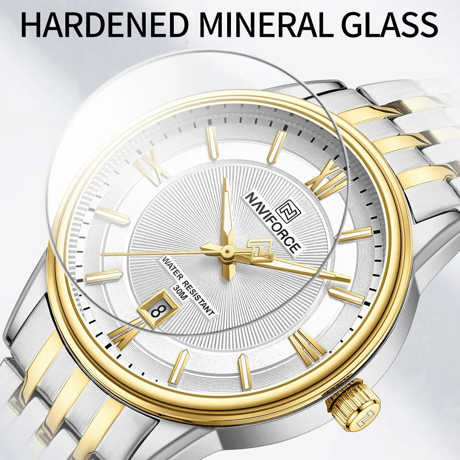 Watch For Couple Simple Waterproof Stainless Steel Strap Men Women Quartz Wristwatches Luminous Calendar Watch