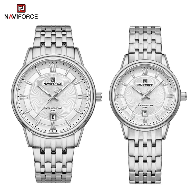 Watch For Couple Simple Waterproof Stainless Steel Strap Men Women Quartz Wristwatches Luminous Calendar Watch