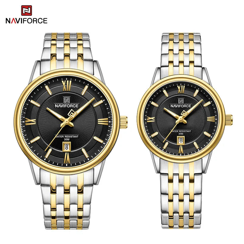 Watch For Couple Simple Waterproof Stainless Steel Strap Men Women Quartz Wristwatches Luminous Calendar Watch