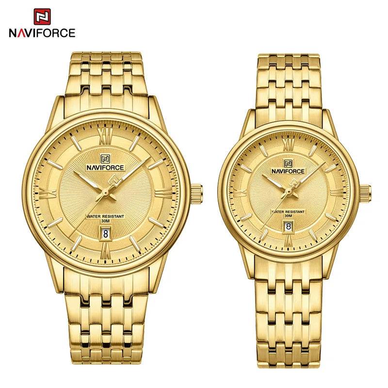 Watch For Couple Simple Waterproof Stainless Steel Strap Men Women Quartz Wristwatches Luminous Calendar Watch