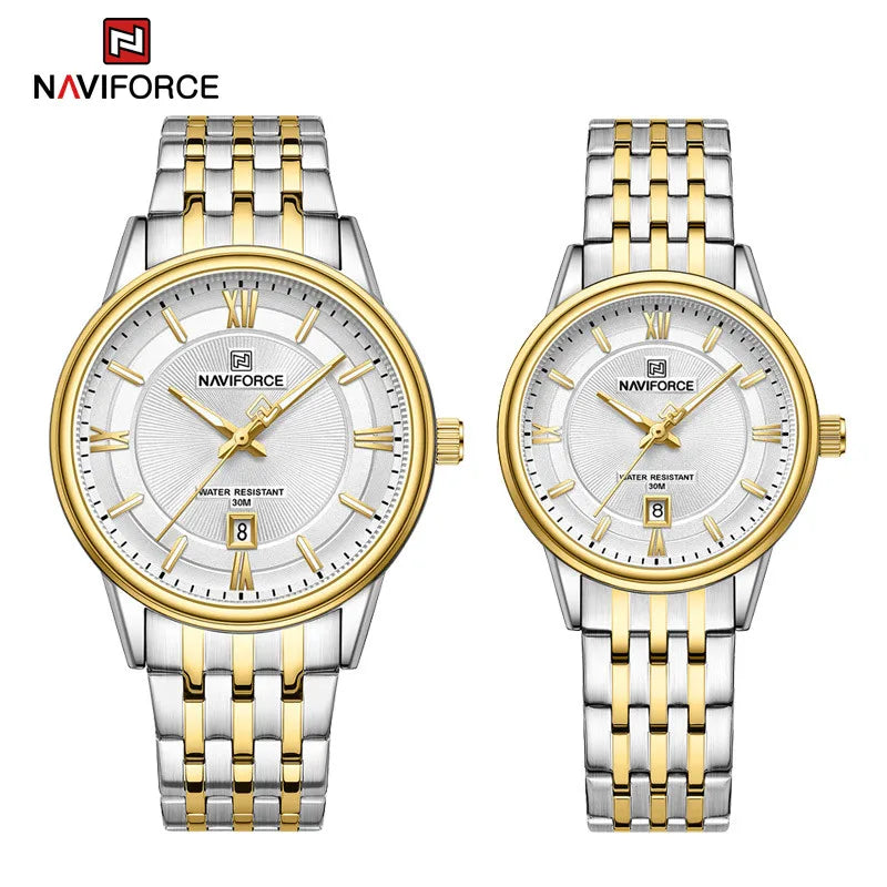 Watch For Couple Simple Waterproof Stainless Steel Strap Men Women Quartz Wristwatches Luminous Calendar Watch