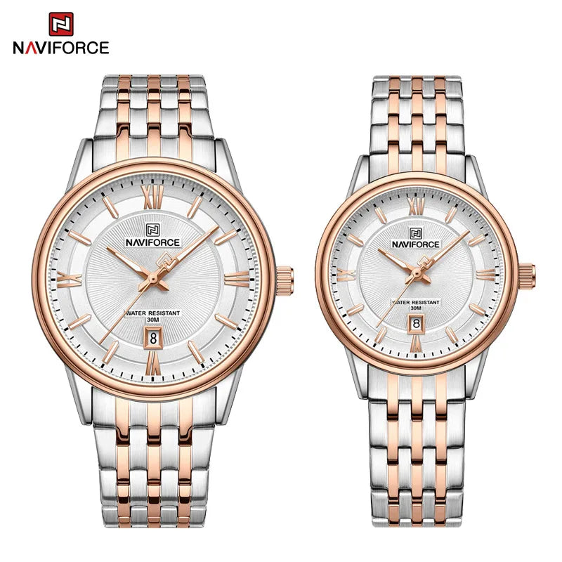 Watch For Couple Simple Waterproof Stainless Steel Strap Men Women Quartz Wristwatches Luminous Calendar Watch