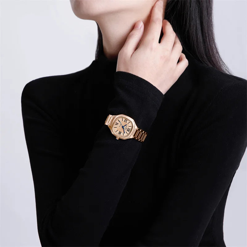 Watch for Women Fashion Luxury Ladies Square Dial Quartz Wristwatches Stainless Steel Band Waterproof Watch