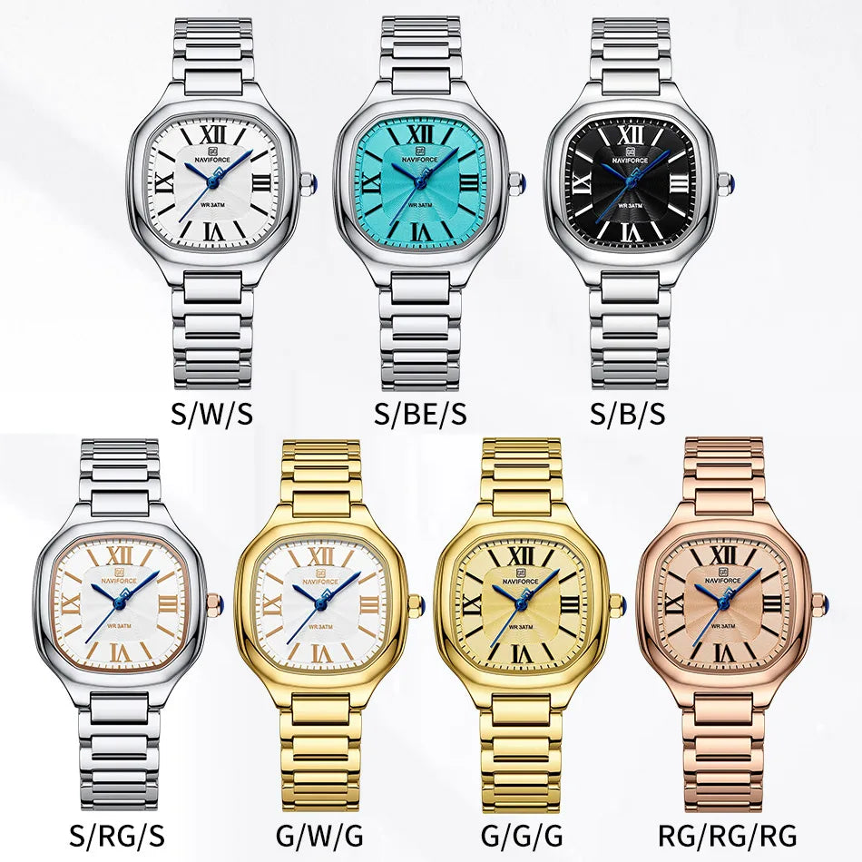 Watch for Women Fashion Luxury Ladies Square Dial Quartz Wristwatches Stainless Steel Band Waterproof Watch