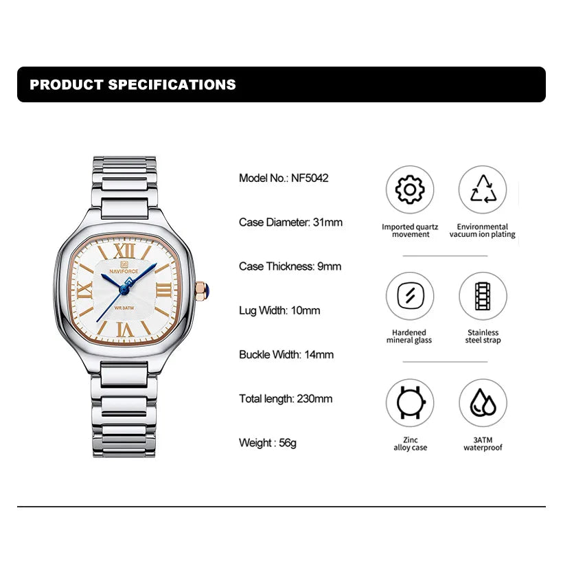 Women Watch Stainless Steel Strap Waterproof Personality Fashion Female Quartz Wristwatch