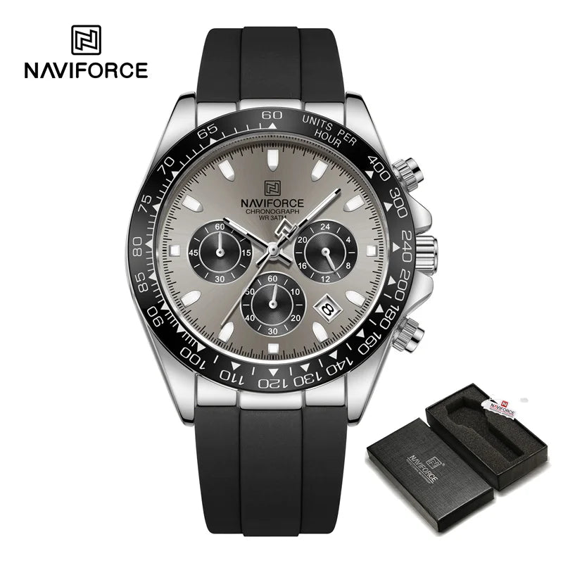 Business Casual Men's Watch Classic Waterproof Luminous Watch Silicone Strap Chronograph Wristwatch