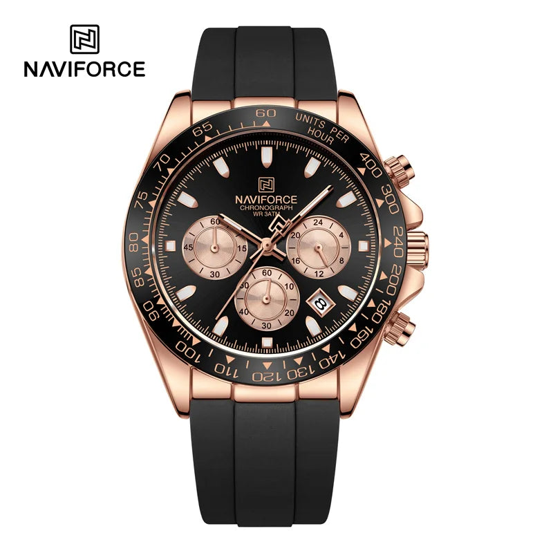 Business Casual Men's Watch Classic Waterproof Luminous Watch Silicone Strap Chronograph Wristwatch