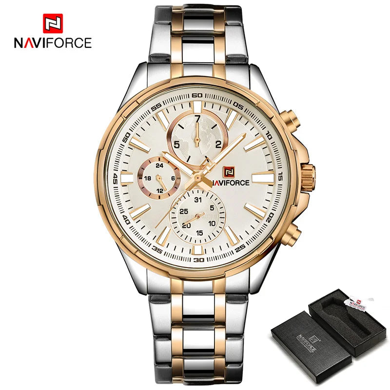 Classic Casual Business Male Watches Stainless Steel Waterproof Wristwatch Quartz Date Display Watch