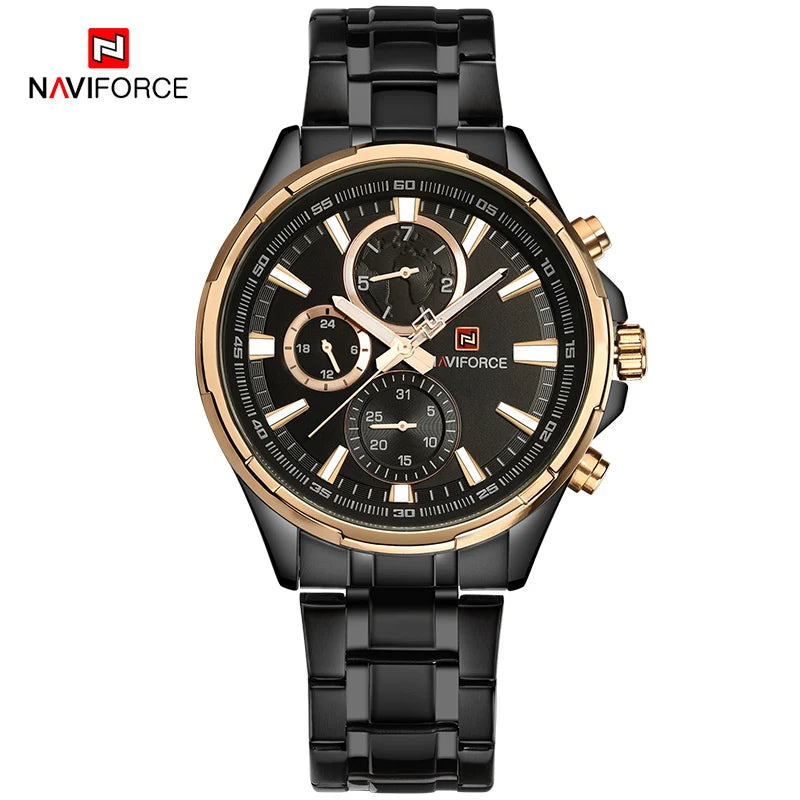 Classic Casual Business Male Watches Stainless Steel Waterproof Wristwatch Quartz Date Display Watch