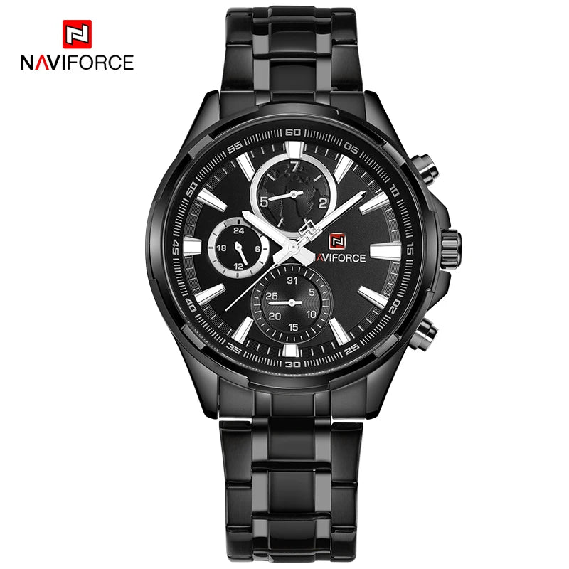 Classic Casual Business Male Watches Stainless Steel Waterproof Wristwatch Quartz Date Display Watch