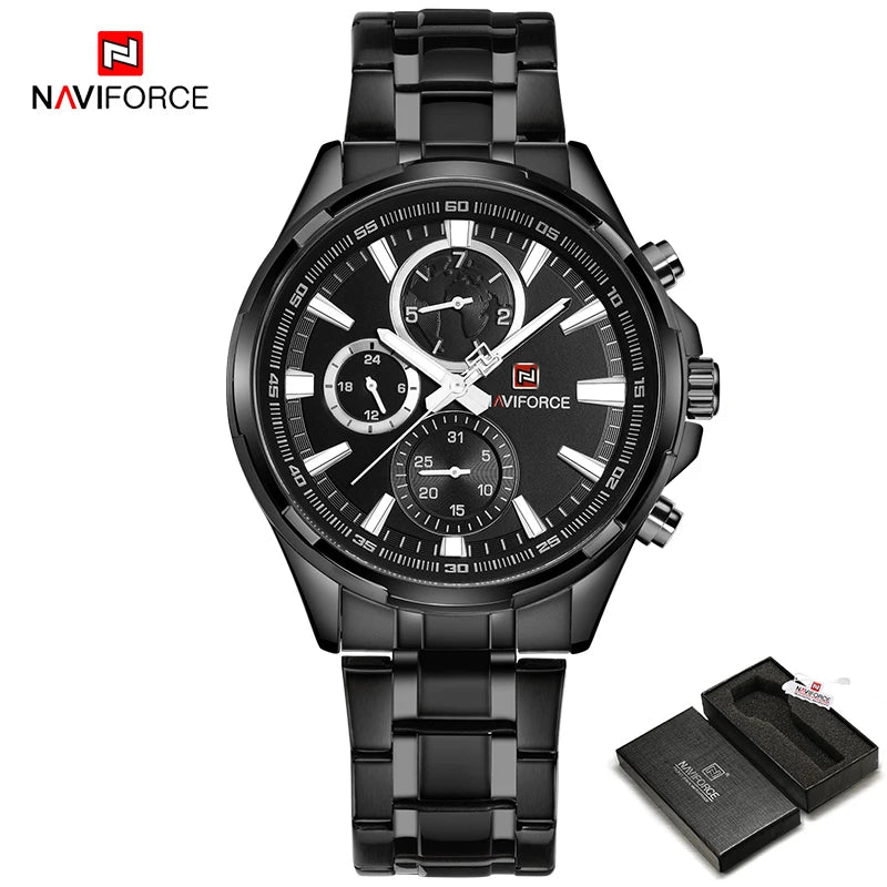 Classic Casual Business Male Watches Stainless Steel Waterproof Wristwatch Quartz Date Display Watch