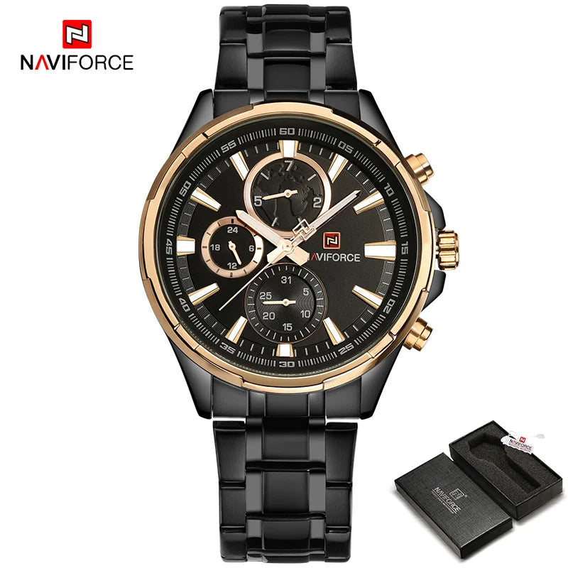 Classic Casual Business Male Watches Stainless Steel Waterproof Wristwatch Quartz Date Display Watch