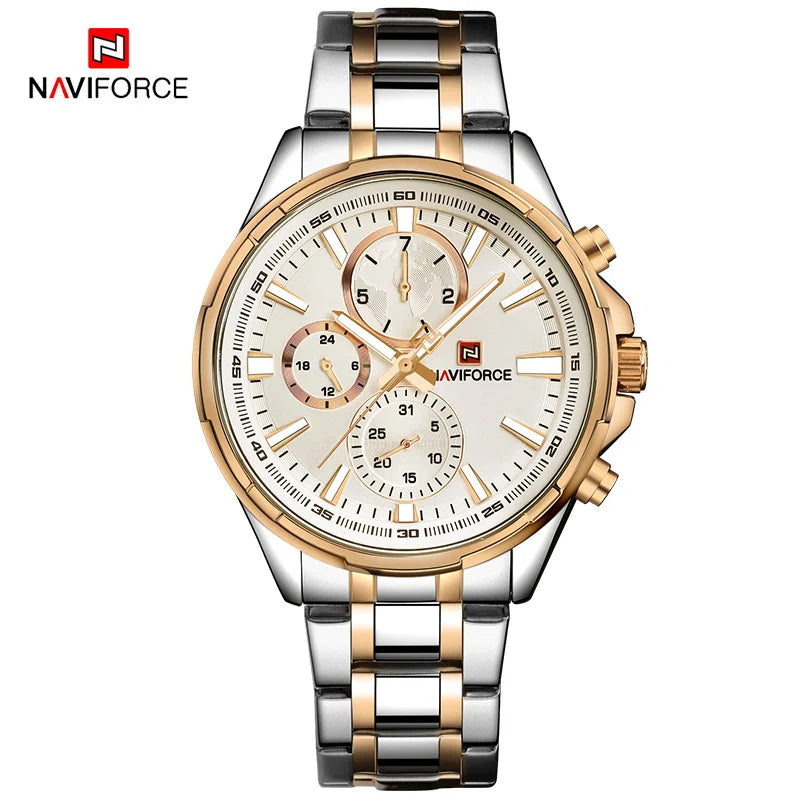 Classic Casual Business Male Watches Stainless Steel Waterproof Wristwatch Quartz Date Display Watch