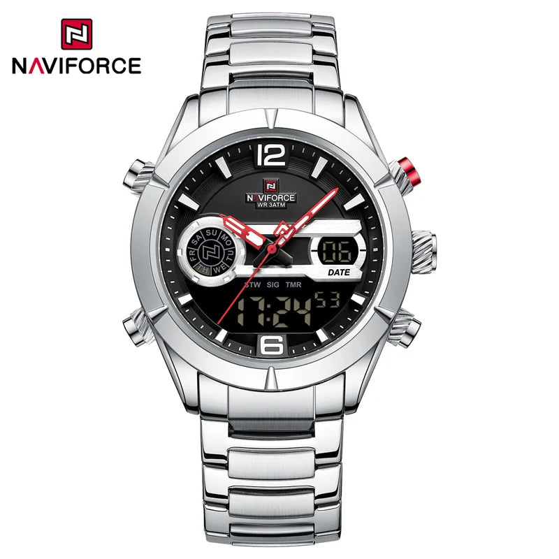 Men's Watches  LCD Display Chronograph Quartz Wristwatches Luminous Waterproof Sport Watch