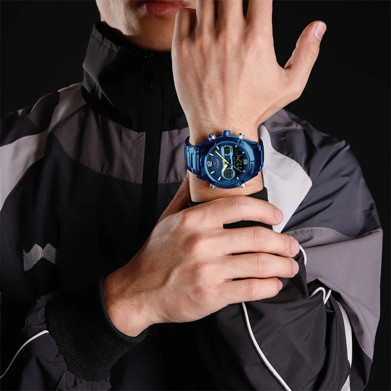 Watch For Men  Waterproof Sport Calendar Quartz Wristwatches Dual Display Chronograph Watch