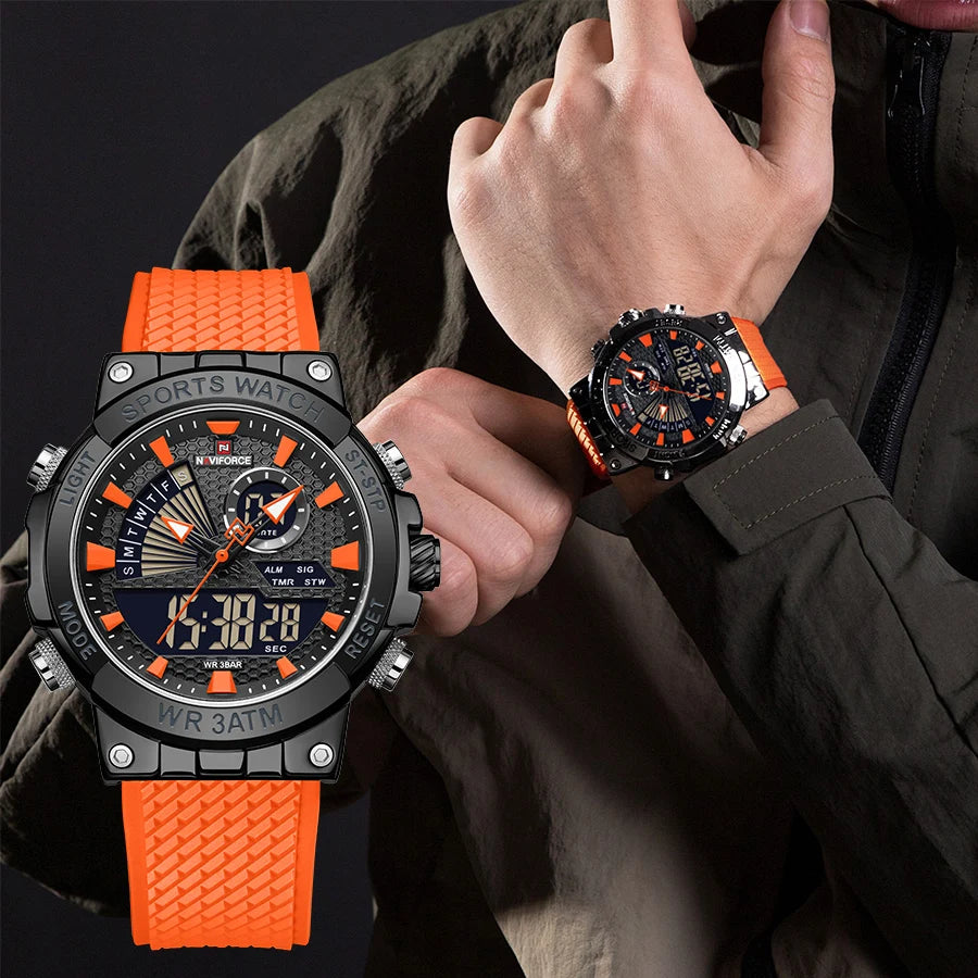 Fashion High Quality Watches For Men Military Dual Display Sport Waterproof Quartz Digital Wristwatch Clearance Watch