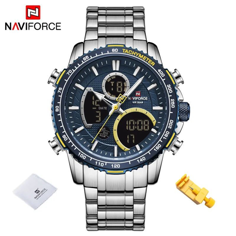 Fashion Men Watch Luxury Brand Sport Watch For Men Chronograph Quartz Wristwatch Military Waterproof Steel Band