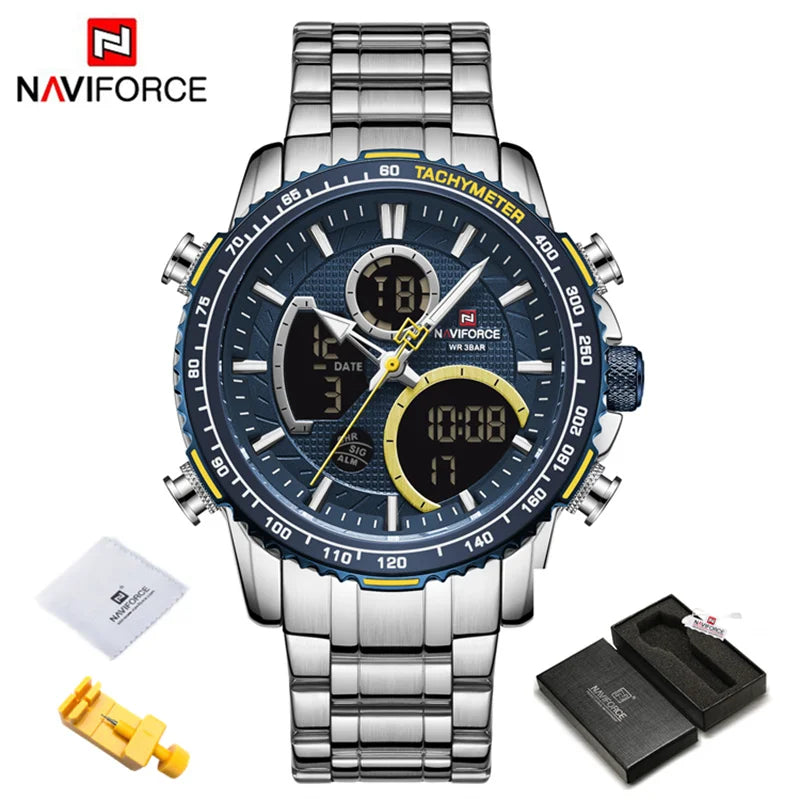 Fashion Men Watch Luxury Brand Sport Watch For Men Chronograph Quartz Wristwatch Military Waterproof Steel Band