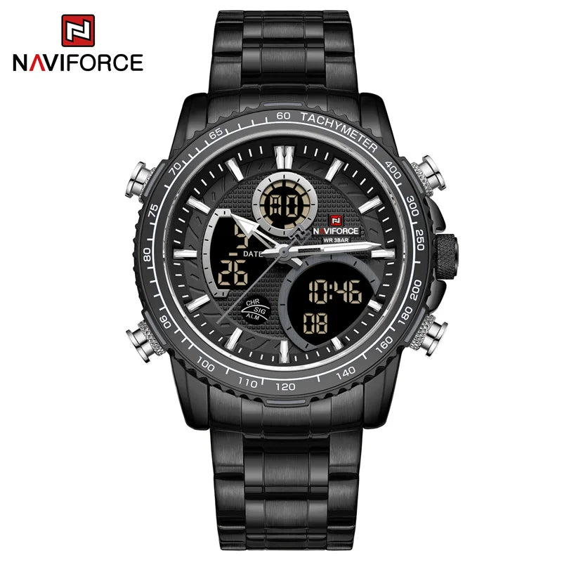 Fashion Men Watch Luxury Brand Sport Watch For Men Chronograph Quartz Wristwatch Military Waterproof Steel Band