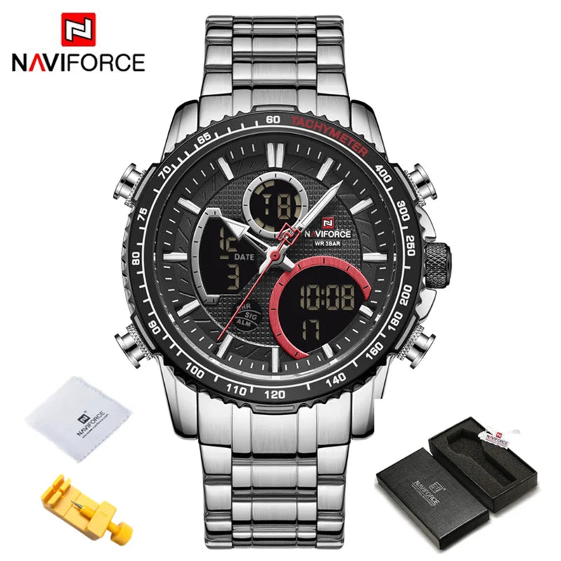 Fashion Men Watch Luxury Brand Sport Watch For Men Chronograph Quartz Wristwatch Military Waterproof Steel Band