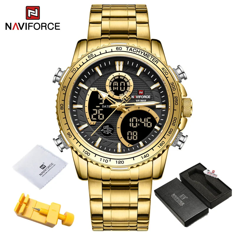 Fashion Men Watch Luxury Brand Sport Watch For Men Chronograph Quartz Wristwatch Military Waterproof Steel Band