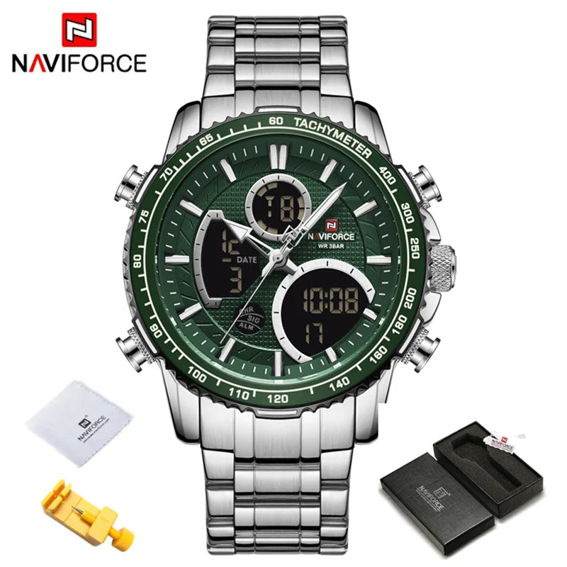 Fashion Men Watch Luxury Brand Sport Watch For Men Chronograph Quartz Wristwatch Military Waterproof Steel Band