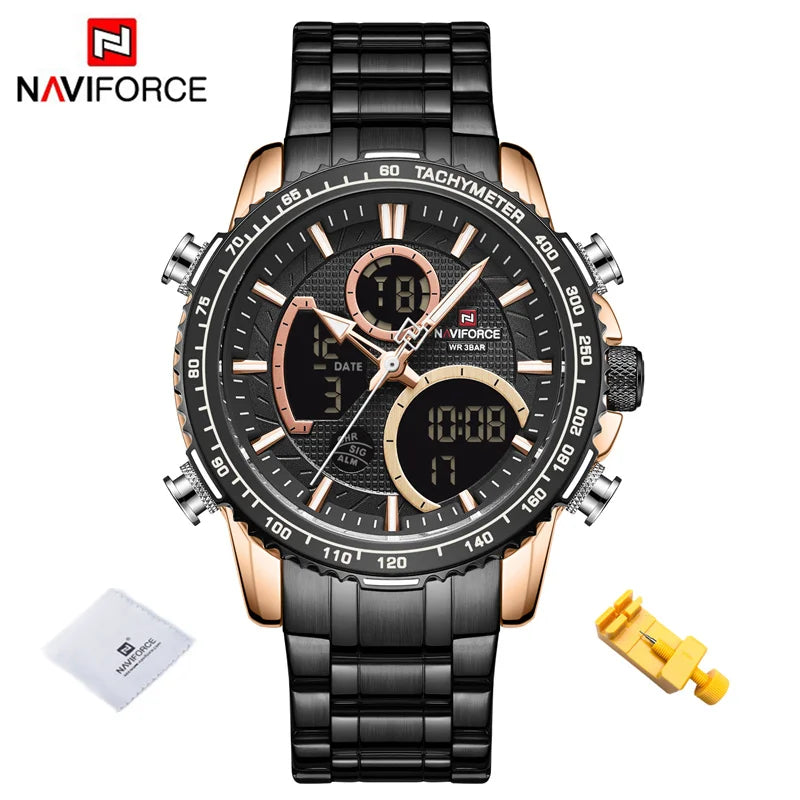 Fashion Men Watch Luxury Brand Sport Watch For Men Chronograph Quartz Wristwatch Military Waterproof Steel Band