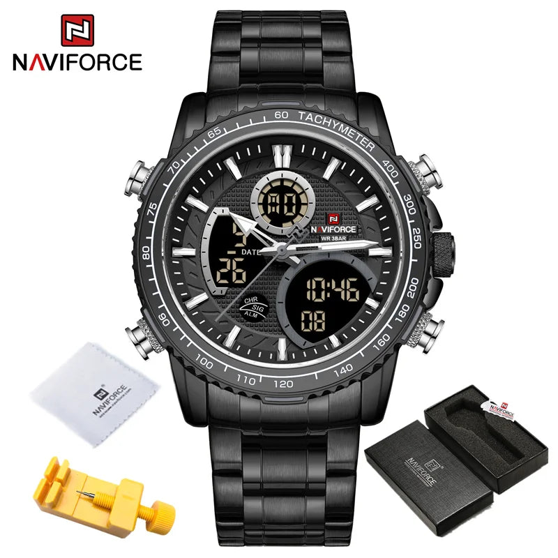 Fashion Men Watch Luxury Brand Sport Watch For Men Chronograph Quartz Wristwatch Military Waterproof Steel Band