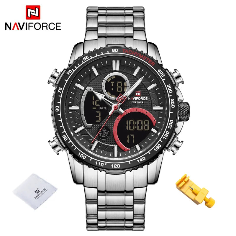 Fashion Men Watch Luxury Brand Sport Watch For Men Chronograph Quartz Wristwatch Military Waterproof Steel Band