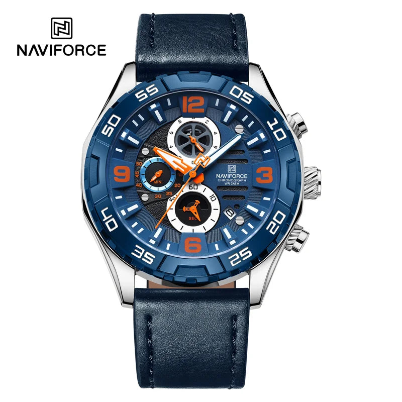 Fashion Men's Watches Business Calendar Quartz Wristwatch Casual Leather Strap Luminous Watch