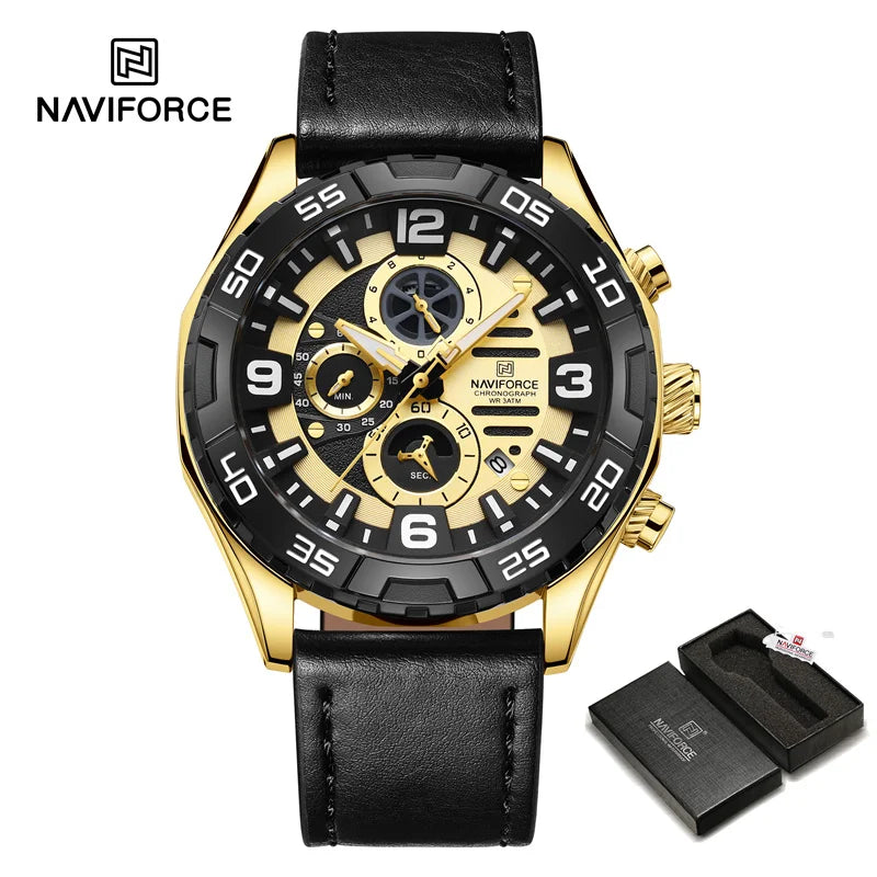 Fashion Men's Watches Luxury Business Calendar Quartz Wristwatch Casual Leather Strap Luminous Watch