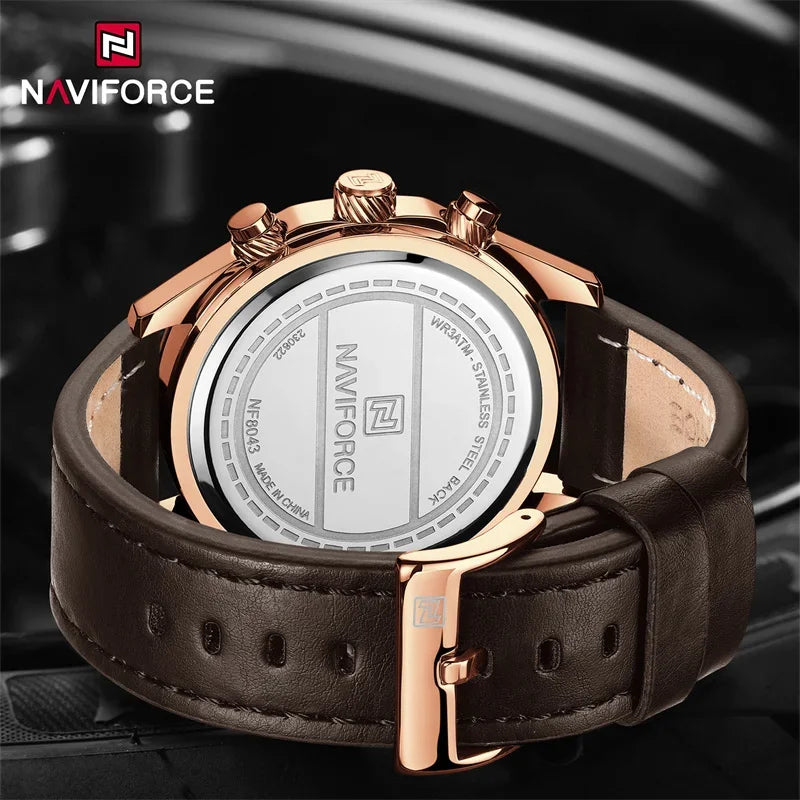 Fashion Men's Watches Business Calendar Quartz Wristwatch Casual Leather Strap Luminous Watch