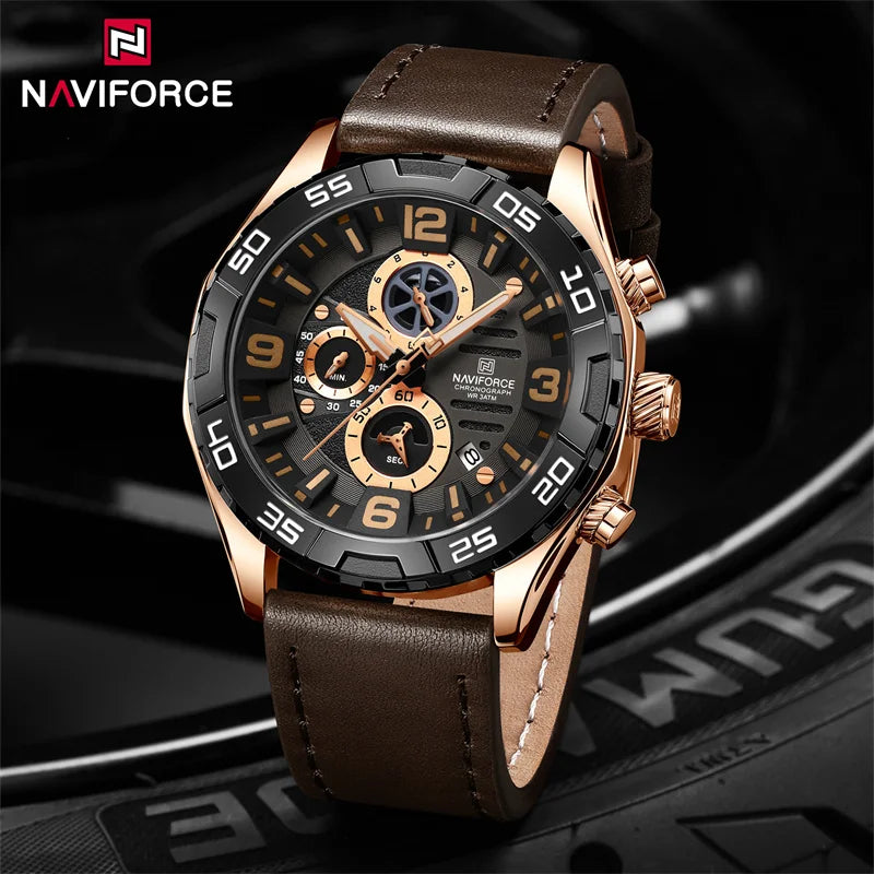 Fashion Men's Watches Business Calendar Quartz Wristwatch Casual Leather Strap Luminous Watch