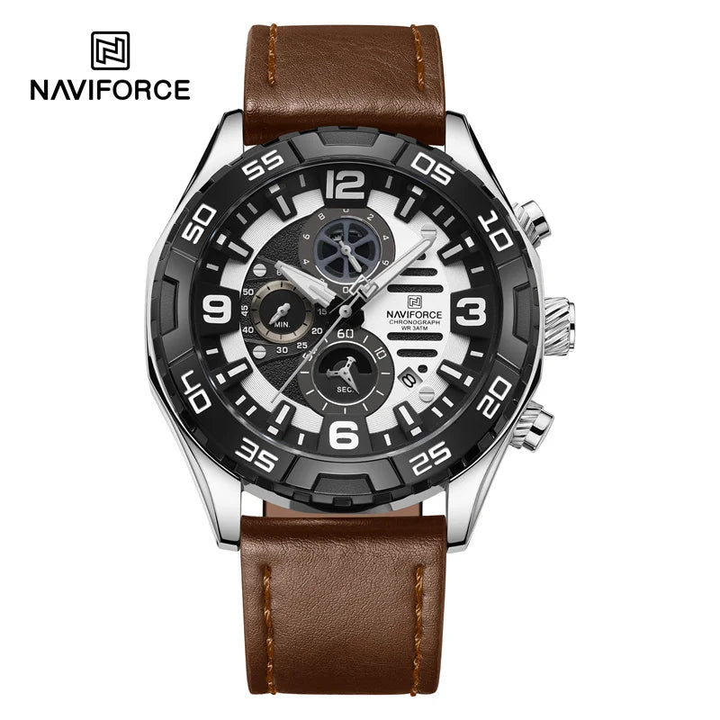 Fashion Men's Watches Luxury Business Calendar Quartz Wristwatch Casual Leather Strap Luminous Watch