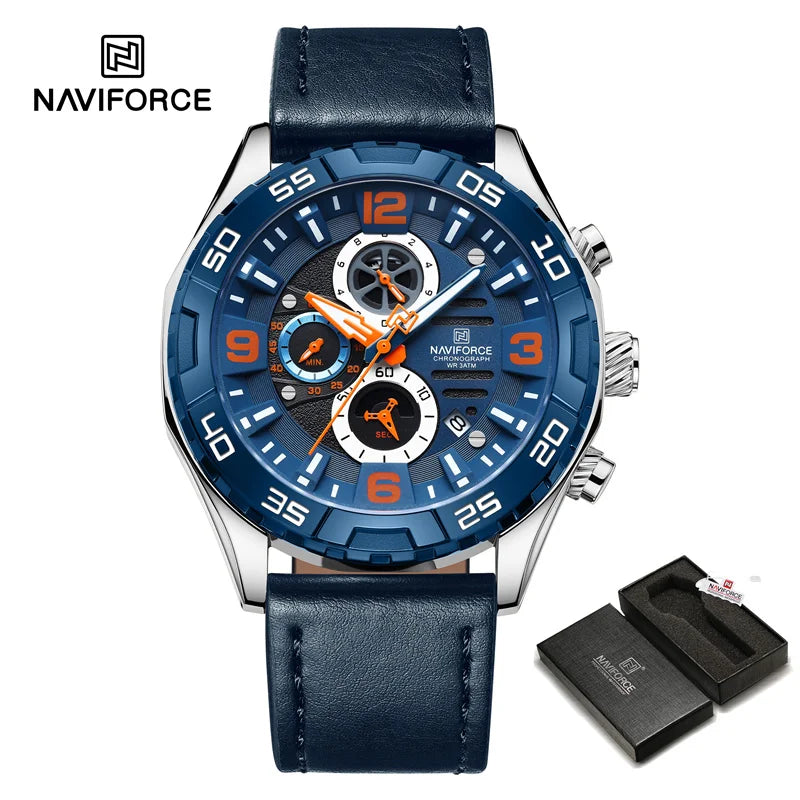 Fashion Men's Watches Business Calendar Quartz Wristwatch Casual Leather Strap Luminous Watch