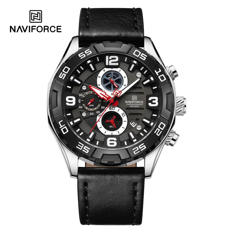 Fashion Men's Watches Business Calendar Quartz Wristwatch Casual Leather Strap Luminous Watch