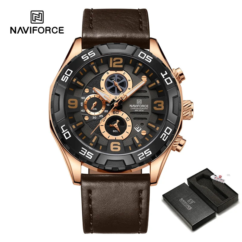 Fashion Men's Watches Luxury Business Calendar Quartz Wristwatch Casual Leather Strap Luminous Watch