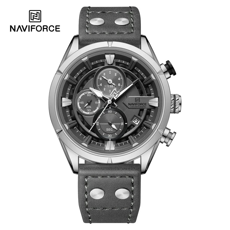 Fashion Watches For Men Leather Strap Waterproof Luminous Men Casual Chronograph Quartz Wristwatch