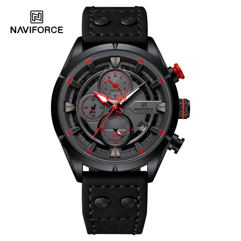 Fashion Watches For Men Leather Strap Waterproof Luminous Men Casual Chronograph Quartz Wristwatch