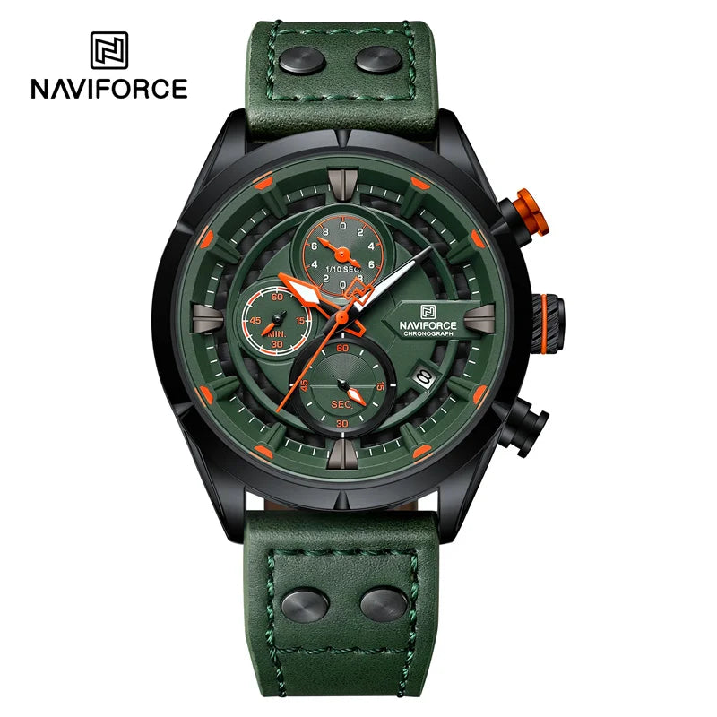 Fashion Watches For Men Leather Strap Waterproof Luminous Men Casual Chronograph Quartz Wristwatch