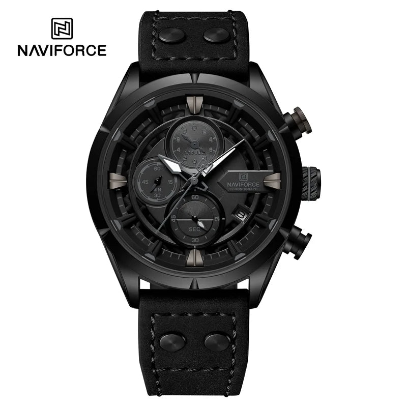 Fashion Watches For Men Leather Strap Waterproof Luminous Men Casual Chronograph Quartz Wristwatch