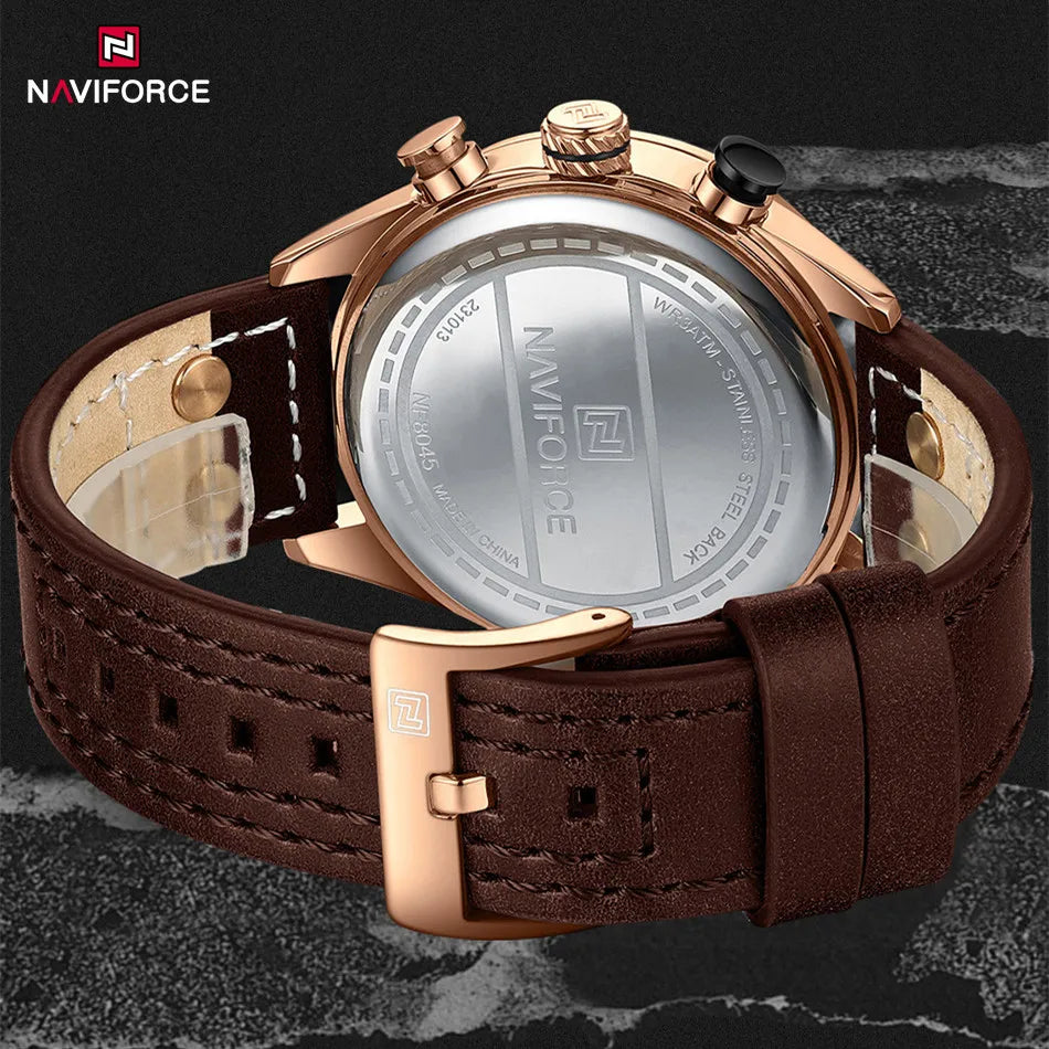 Fashion Watches For Men Leather Strap Waterproof Luminous Men Casual Chronograph Quartz Wristwatch