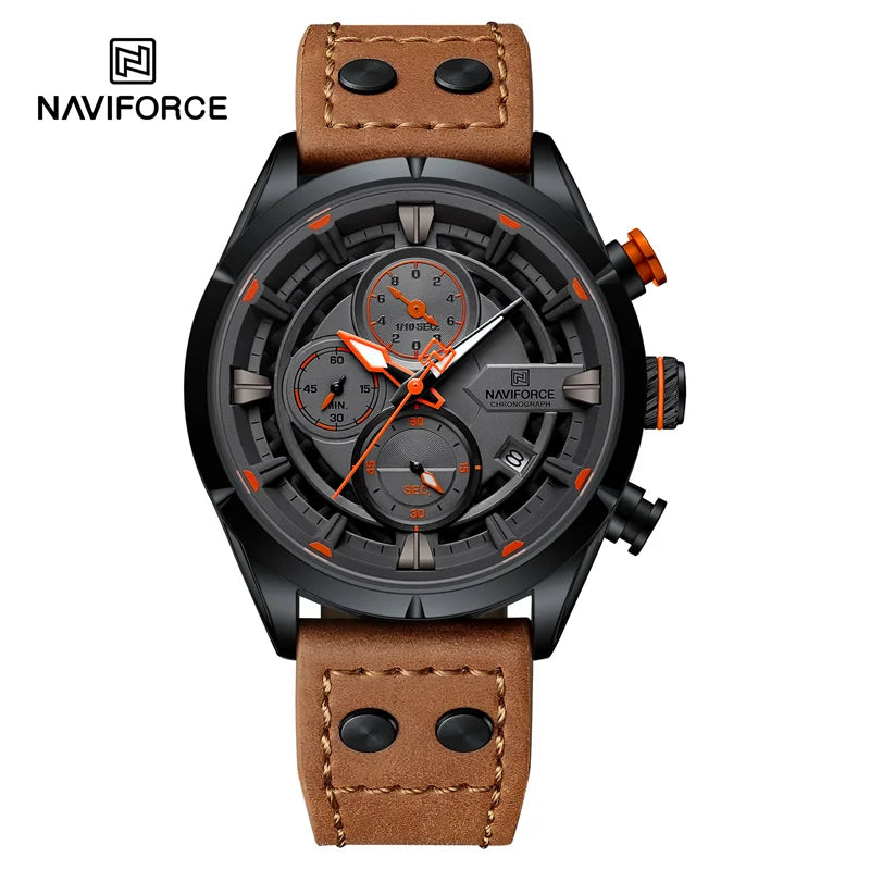 Fashion Watches For Men Leather Strap Waterproof Luminous Men Casual Chronograph Quartz Wristwatch