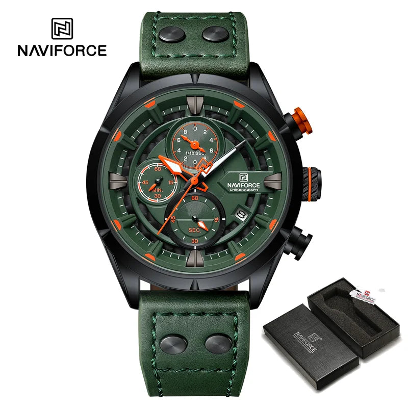 Fashion Watches For Men Leather Strap Waterproof Luminous Men Casual Chronograph Quartz Wristwatch