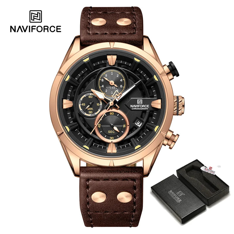 Fashion Watches For Men Leather Strap Waterproof Luminous Men Casual Chronograph Quartz Wristwatch