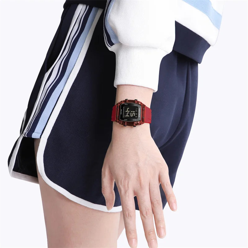 Fashion Watches for Women Waterproof Electronic Square Wristwatch Sports Digital Led Luminous Watch