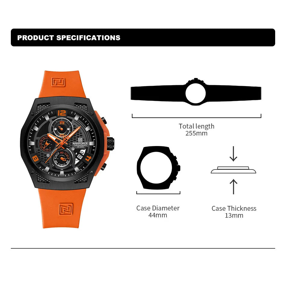 Fashion Watch For Men Calendar Quartz Sport Wristwatches Casual Silicone Strap Waterproof Original Watch