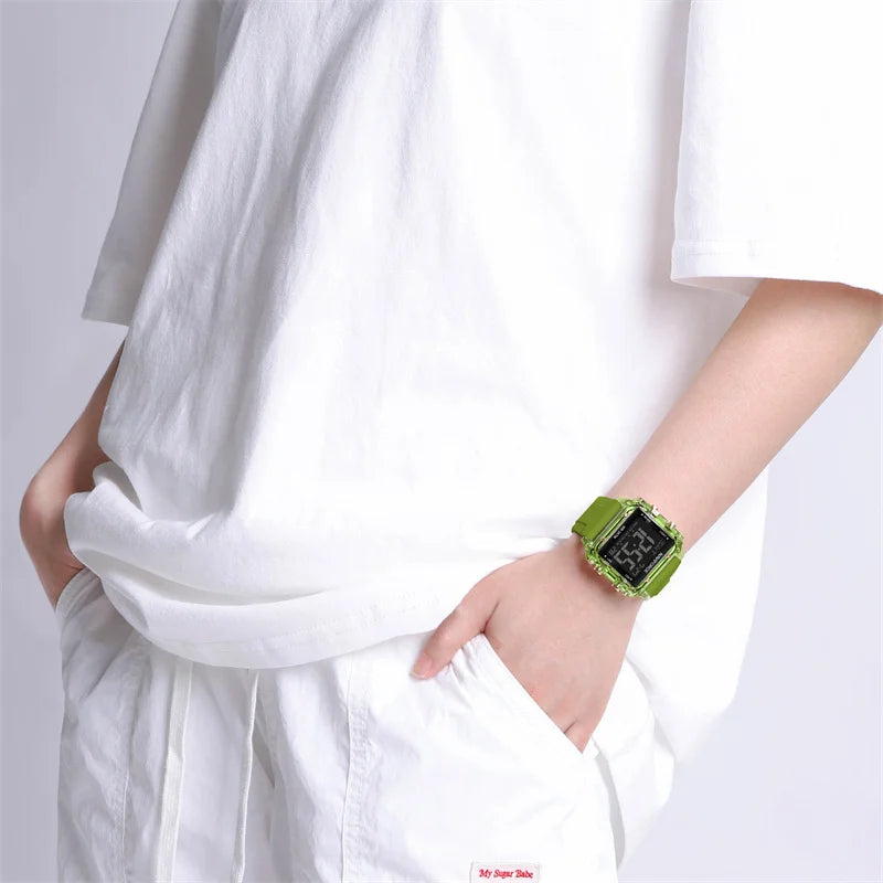 High Quality Women's Watch Waterproof Silicone Strap Fashion Sport Electronic Luminous Wristwatches